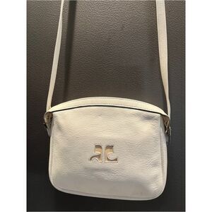 Courrèges Paris Ivory Cream Leather Mini Crossbody Purse